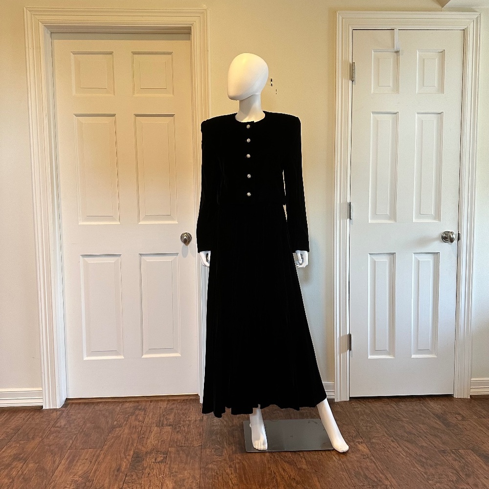 True Vintage Gloria Sachs New York Velvet formal Ball Skirt and Jacket Set